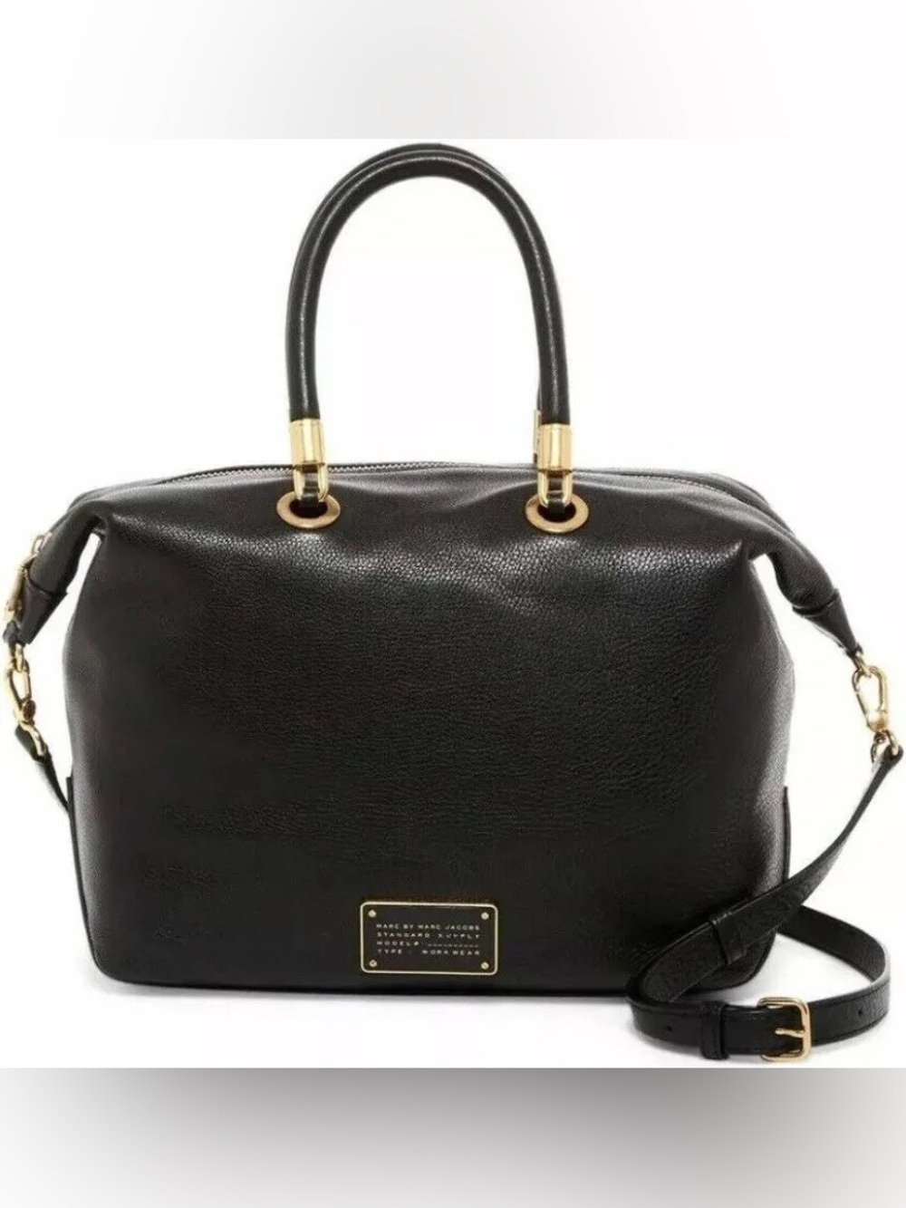 Marc Jacobs New Too Hot To Handle Top Zip Satchel Black Leather